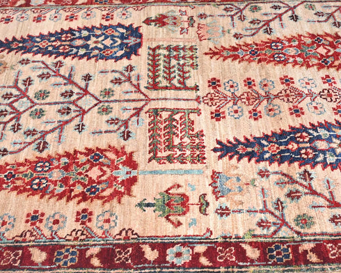 16 Ft Light Brown Aryana Afghan Hand Knotted Veg Dye Wool Runner Rug